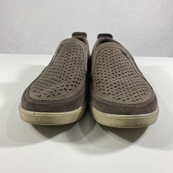 Ecco Shoes‎ Mens 42 US 8/8.5 Collin Brown Slip On Leather Perforated Casual - Picture 3 of 12